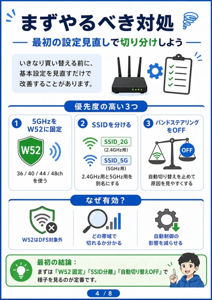 ルーターのチャネル設定やSSID分離のポイント
