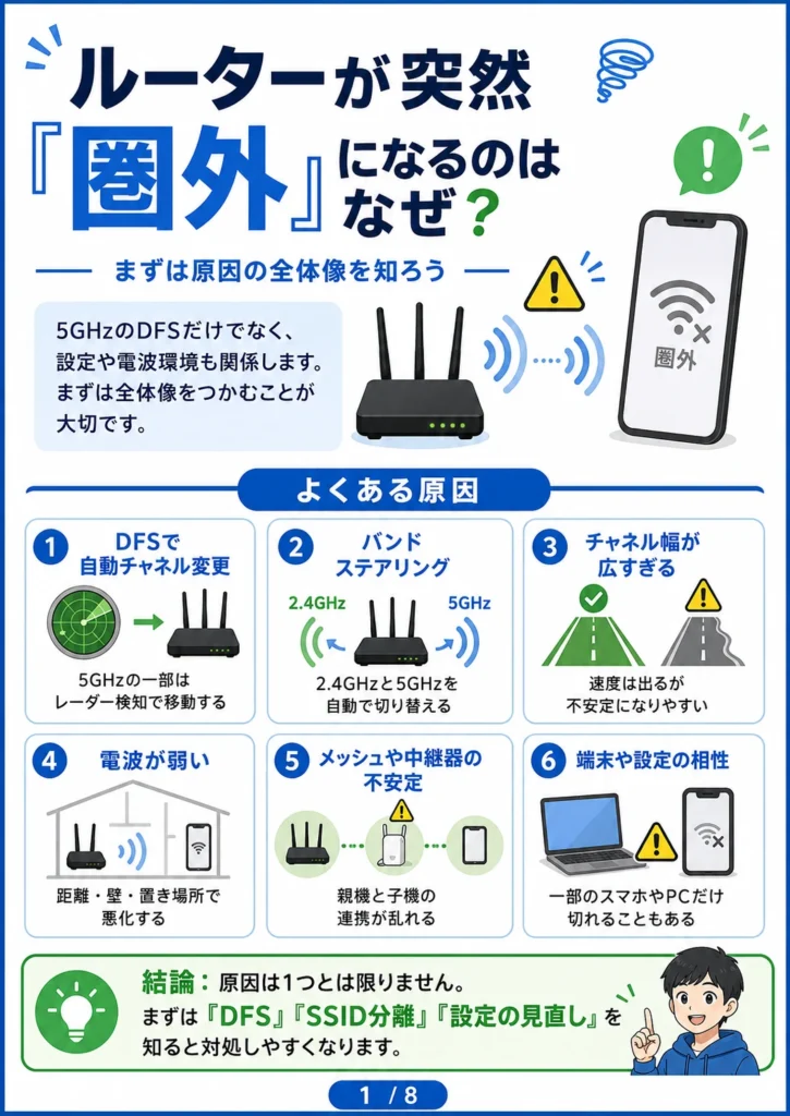 ルーターが突然圏外になる主な原因をまとめた図解