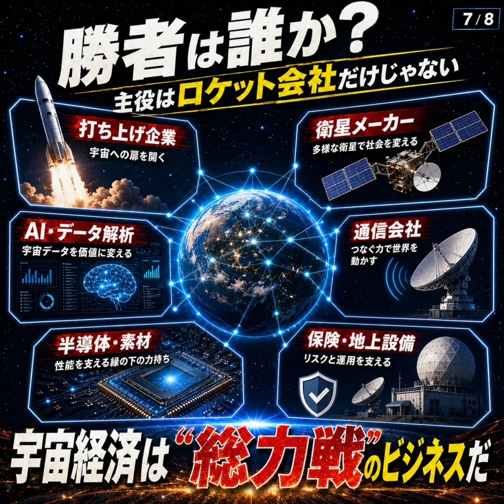 ロケット、衛星通信、AI、半導体、防衛企業が関わる宇宙産業の勢力図